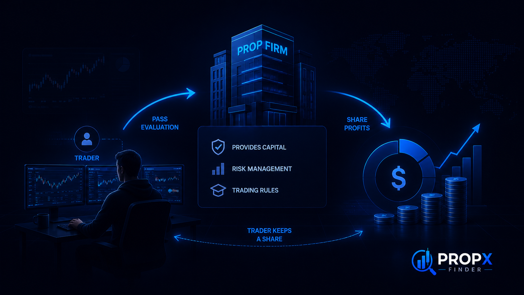 prop firm concept - trader receiving capital allocation from a proprietary trading firm