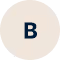 Circle with letter B in dark blue on a light beige background.