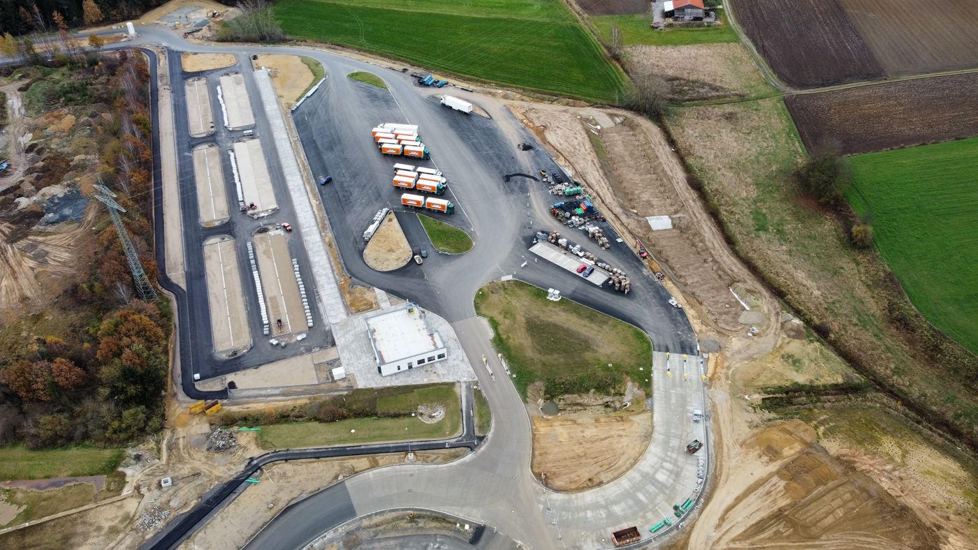Logistikzentrum Marktredwitz: Baustelle aus der Luft