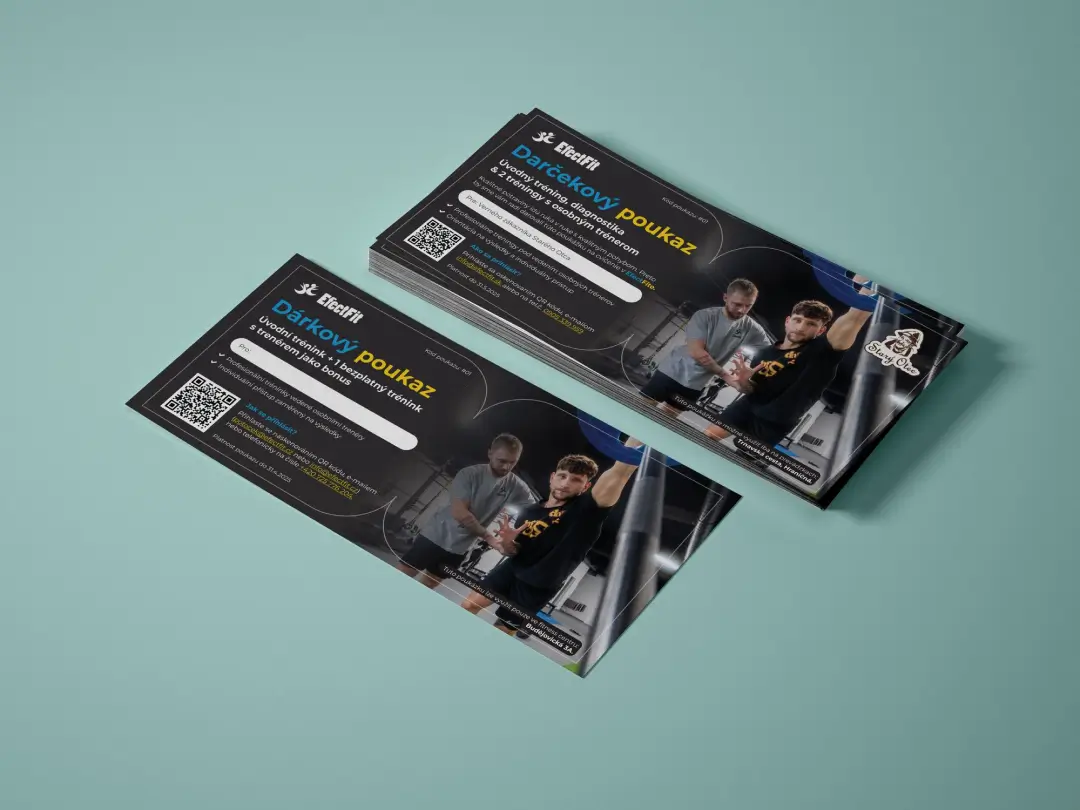 EfectFit gift voucher design, front and back