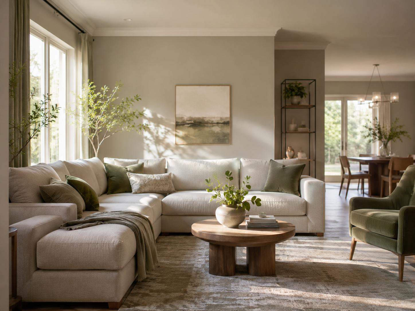 A bright, freshly cleaned living room