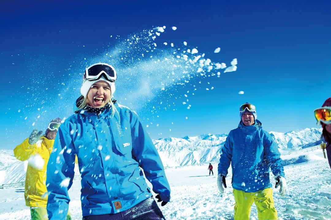 People enjoying the snow on Cardrona in Wanaka.