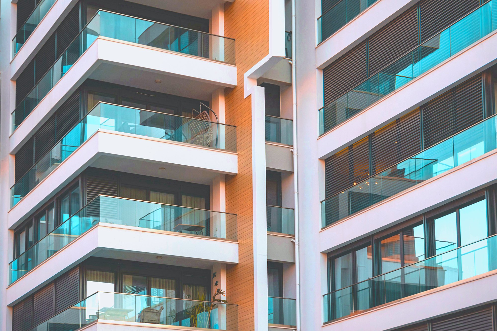 Curved balconies on a contemporary apartment building