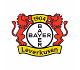 Bayer Leverkusen football club crest with red lions and black text on white background.