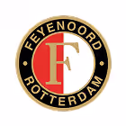 Feyenoord Rotterdam football club logo with a large red F on a circular black and red background.