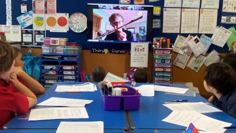 NZSO Principal Flute Bridget Douglas with Waimate Main Primary School