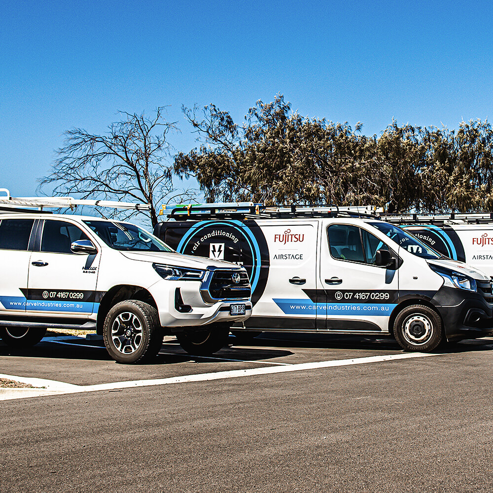 Row of Carve Industries vehicles