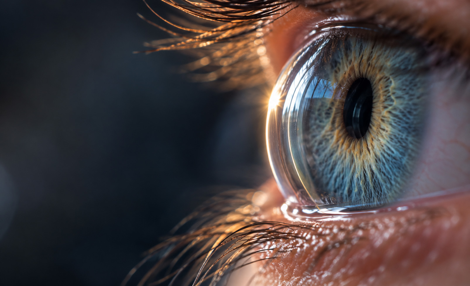 Close up image of an eye and tear development