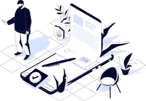 Illustration of reviewing and signing a document