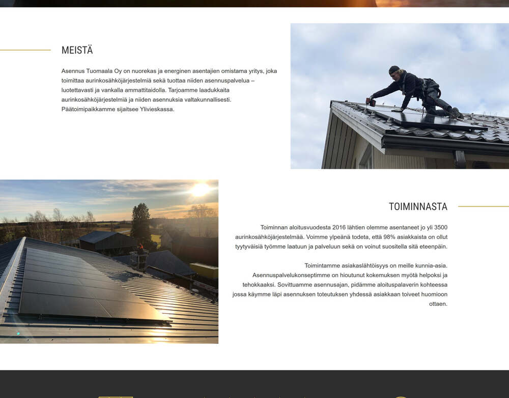 Vanhan sivuston Meistä-sivu, jonka tekstit oli kirjoitettu esimerkeiksi