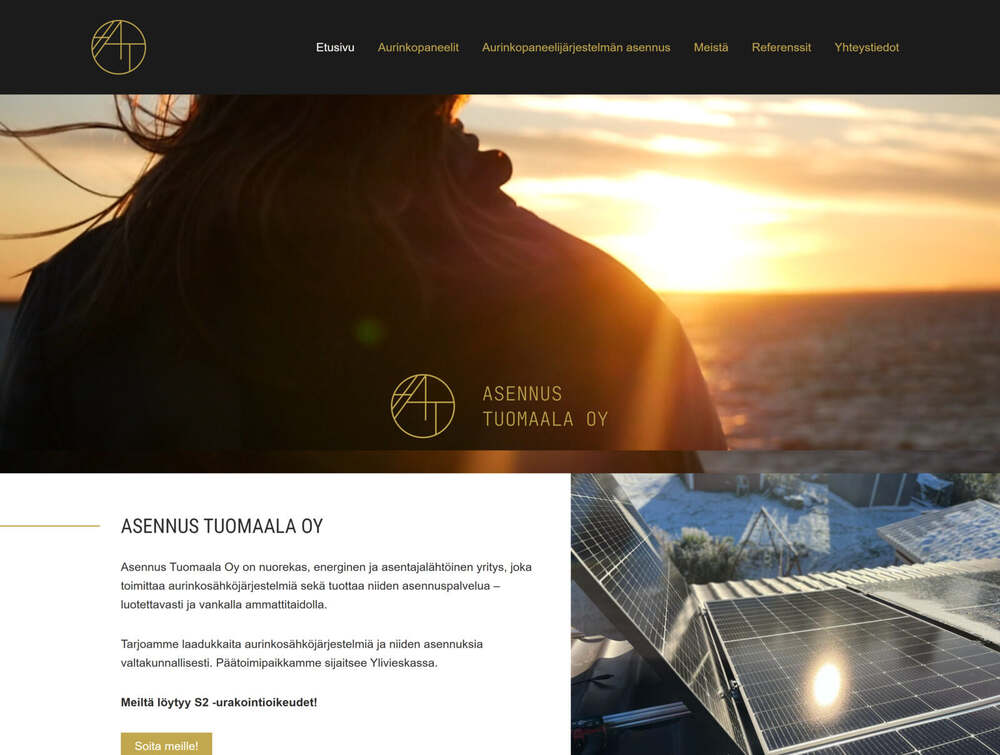 Asennus Tuomaalan vanha etusivu ennen uudistusta