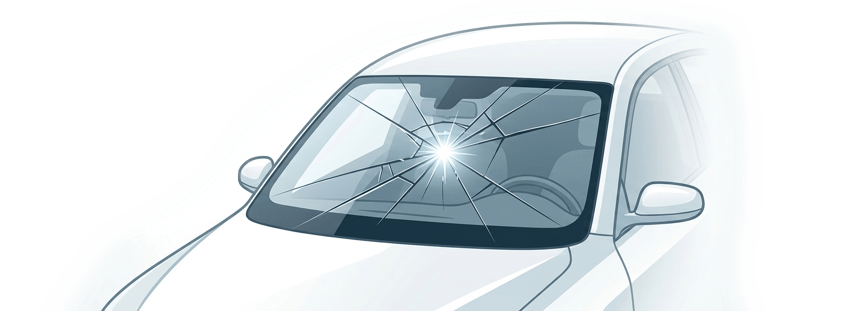 Car with a cracked windshield