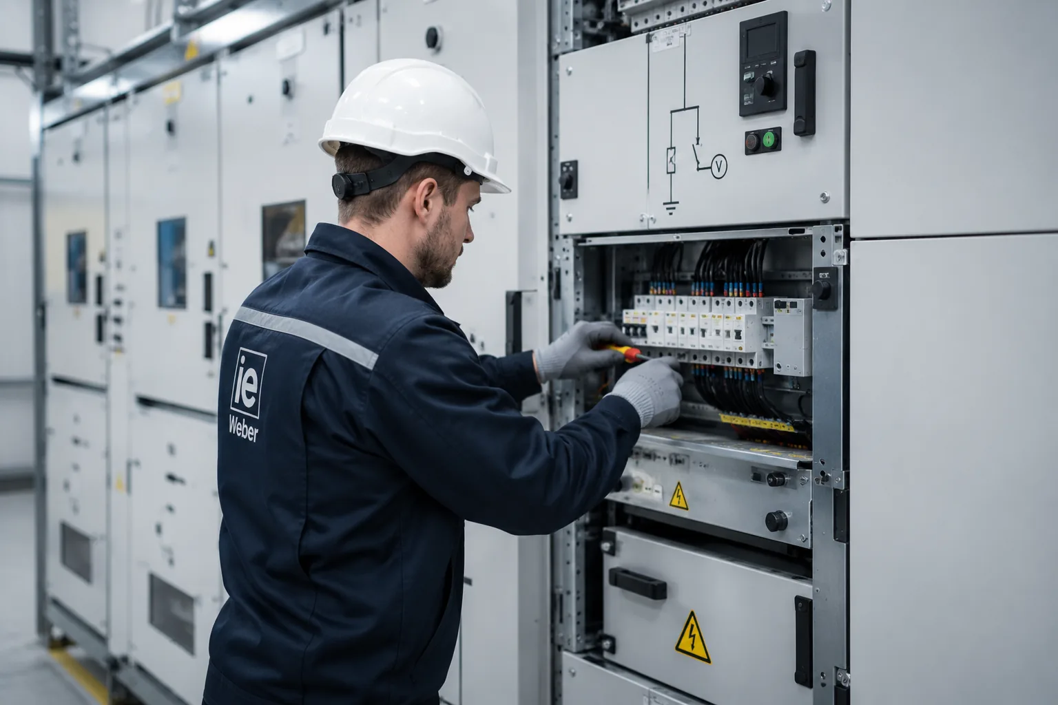 Ingenieur analysiert ein Netzschema am Bildschirm
