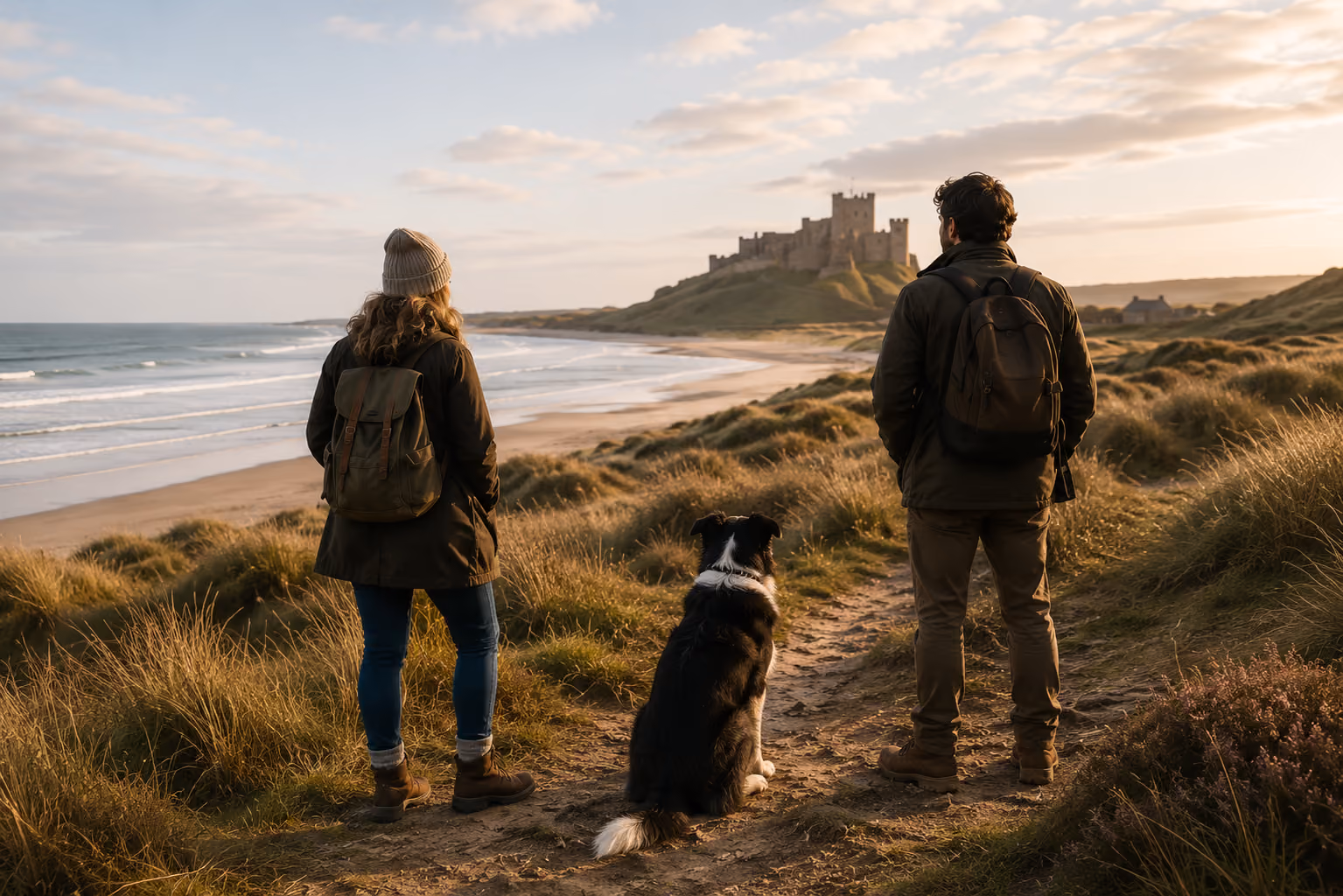 Coastal path along the Northumberland shoreline