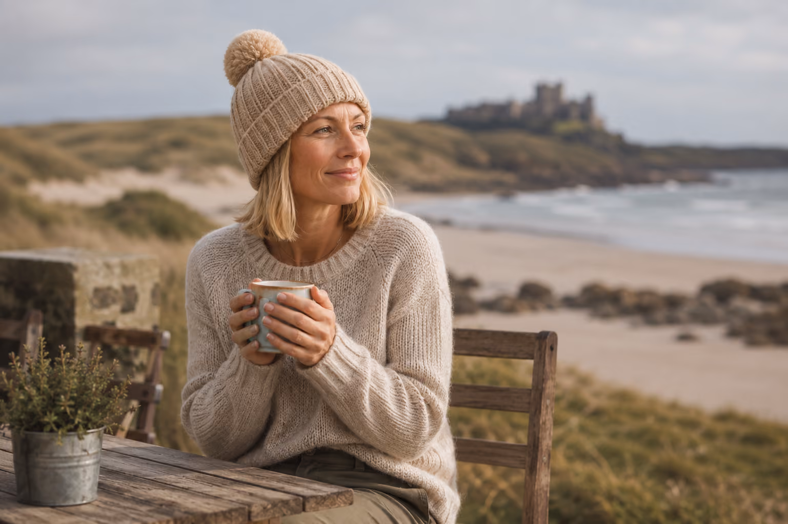 Lucy enjoying a coffee