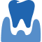 Icon of a tooth with surrounding shapes, symbolizing dental extraction or oral care.