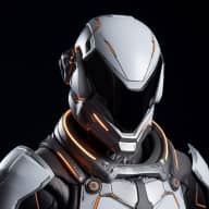 Avatar illustré d'un joueur en casque futuriste blanc