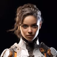 Avatar illustré d'une joueuse en tenue futuriste, cheveux attachés