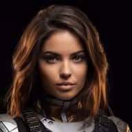 Avatar illustré d'une joueuse en tenue futuriste, cheveux longs