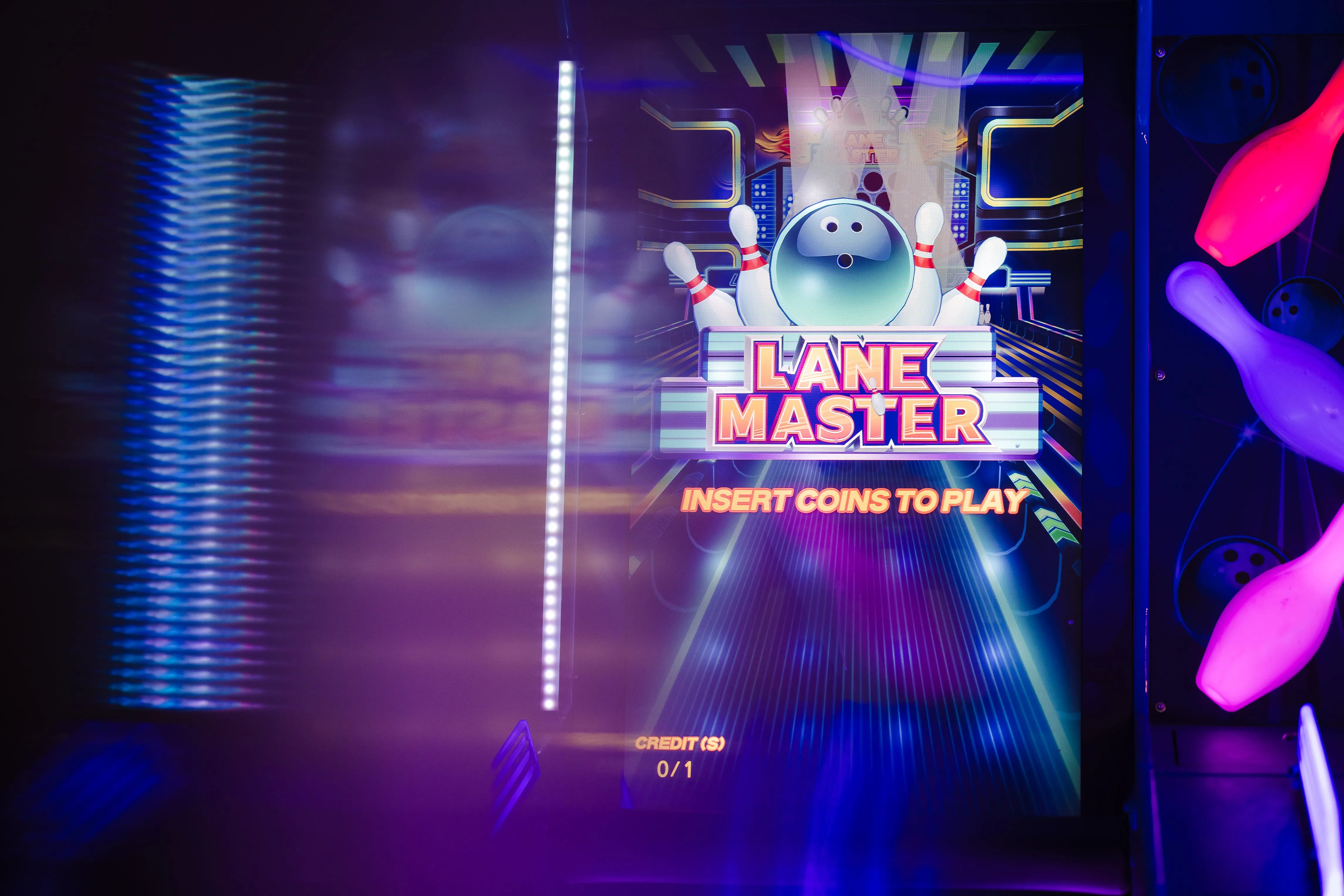 Écran d'une borne d'arcade de bowling Lane Master