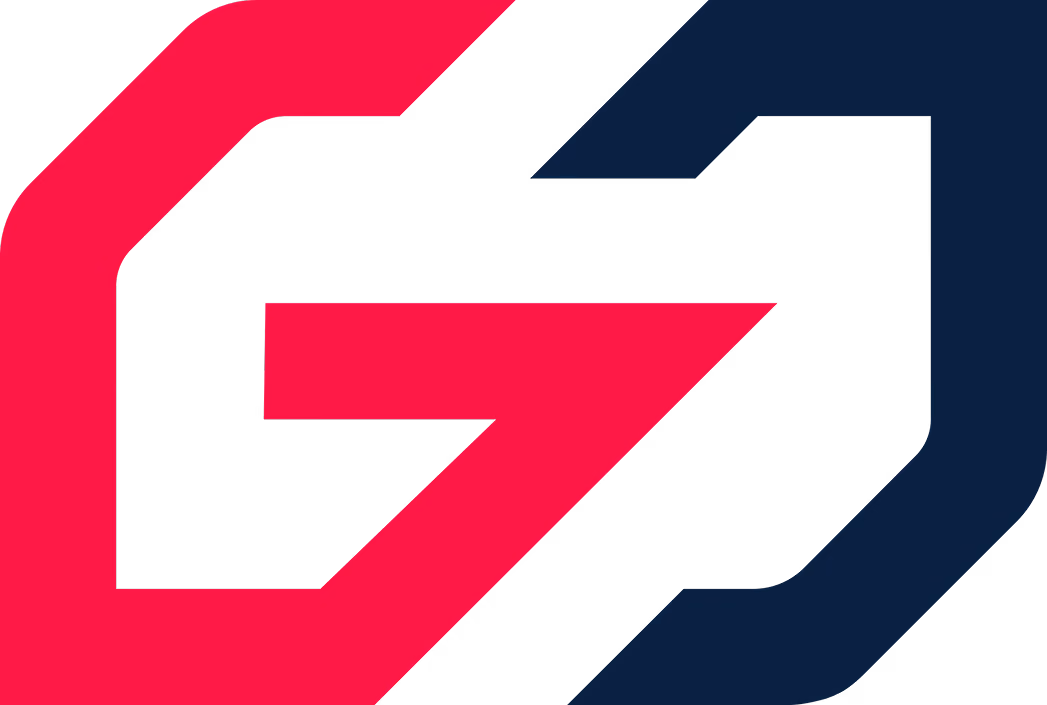 Stylized interlocking letters G and O in red and dark blue forming a bold graphic logo.
