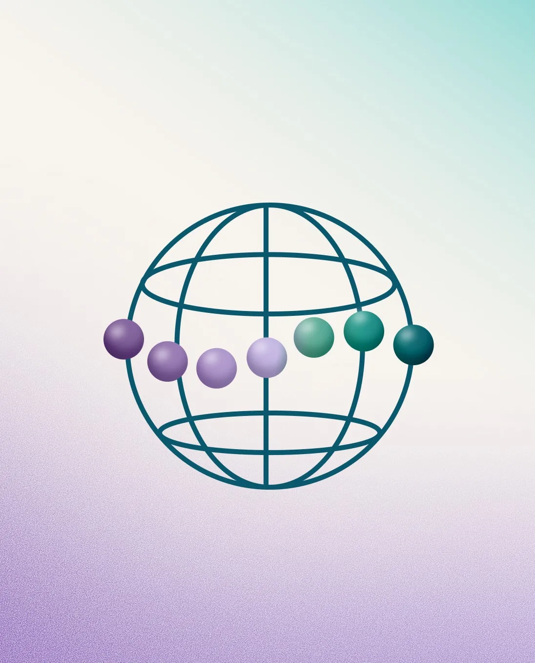 Illustration of a line-drawn globe with a chain of coloured spheres, echoing a Strep A chain, crossing its centre