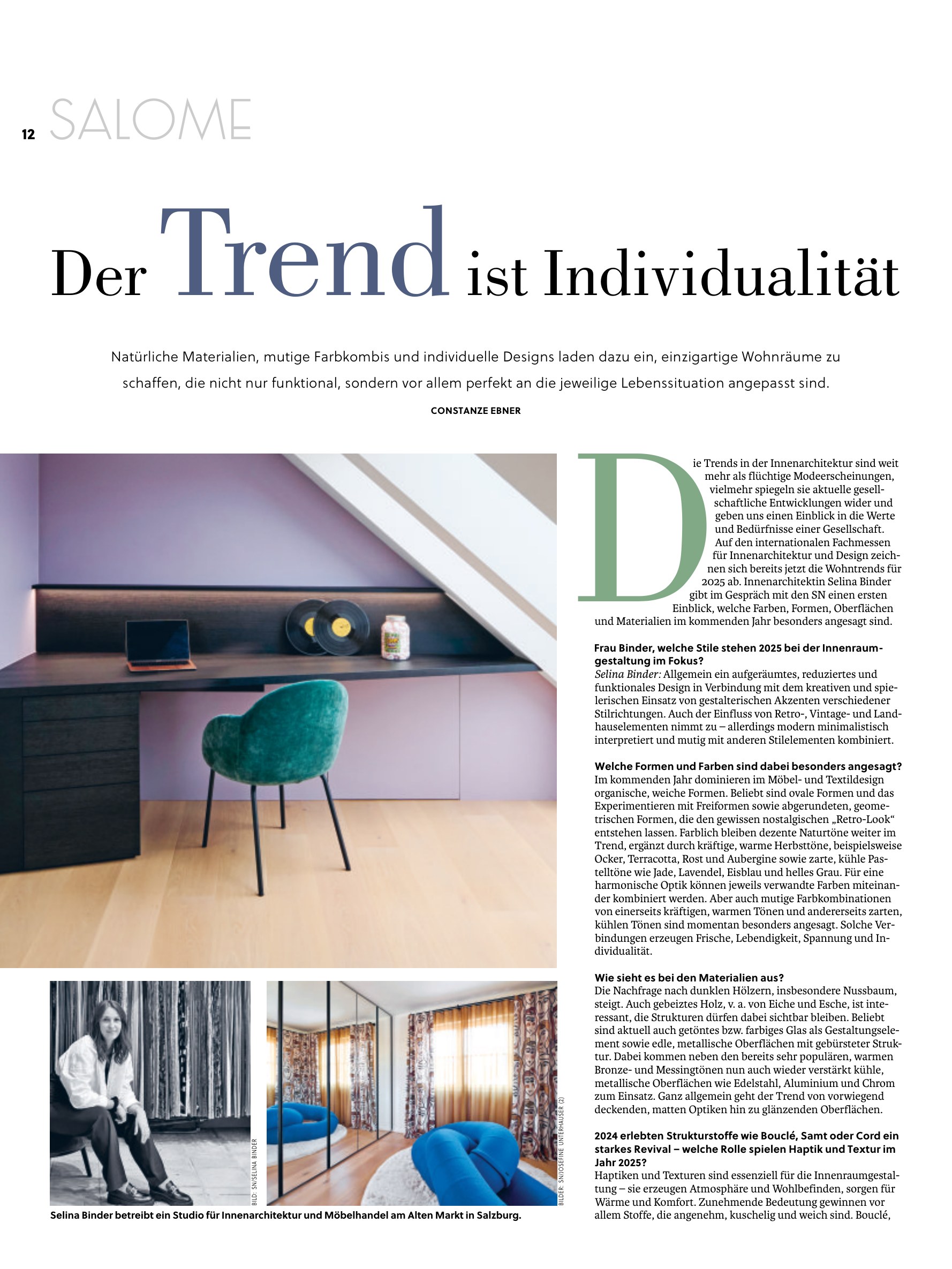 Salome Magazin, Interview Der Trend ist Individualität – Seite 1