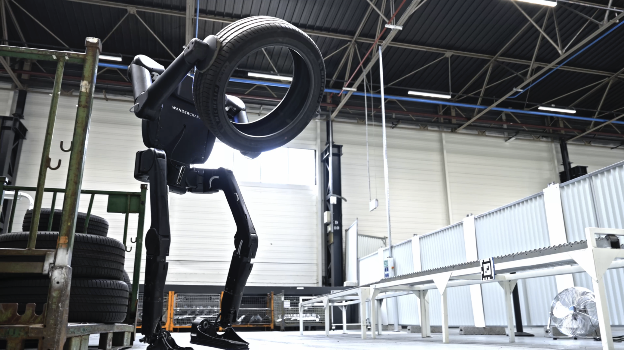 Calvin humanoid robot operating in an industrial facility