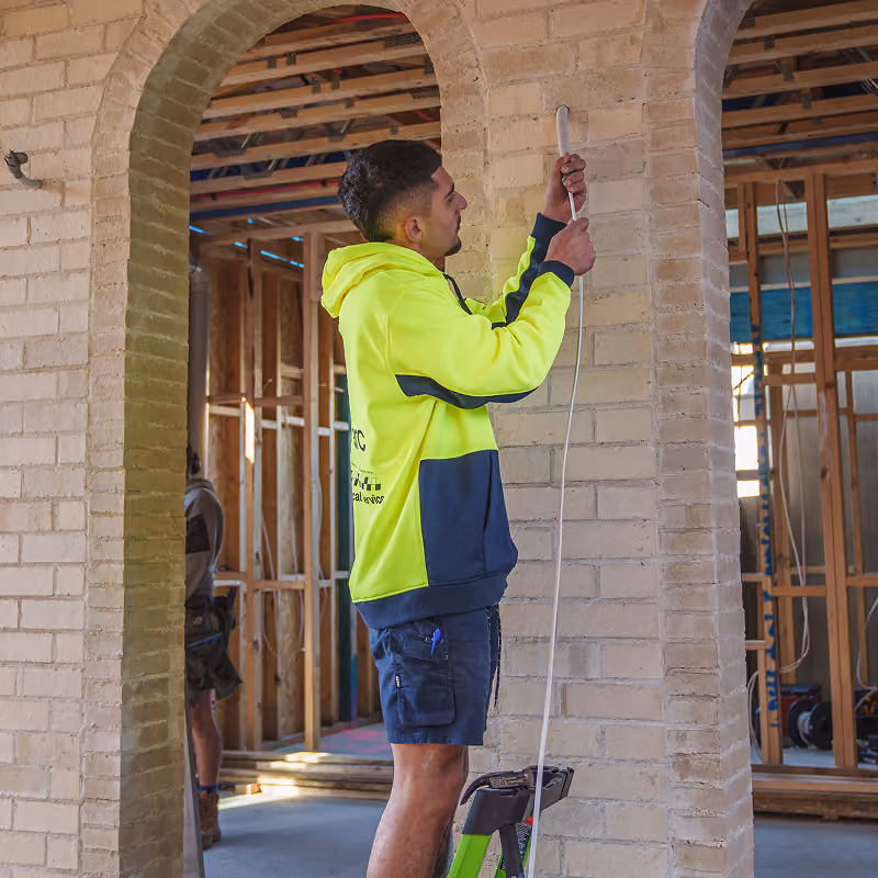 Electrician fixing wires