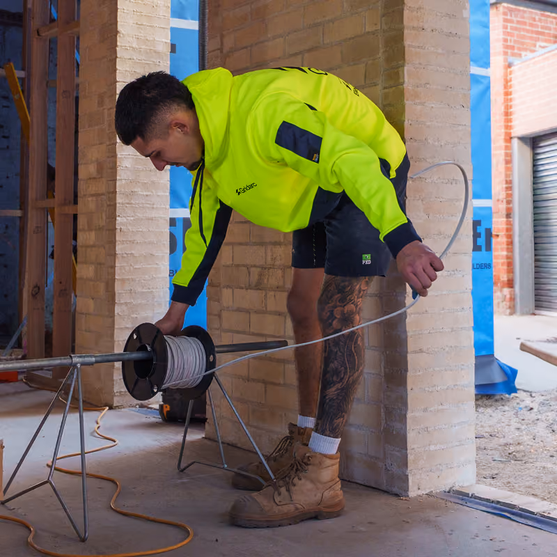Electrician working on site