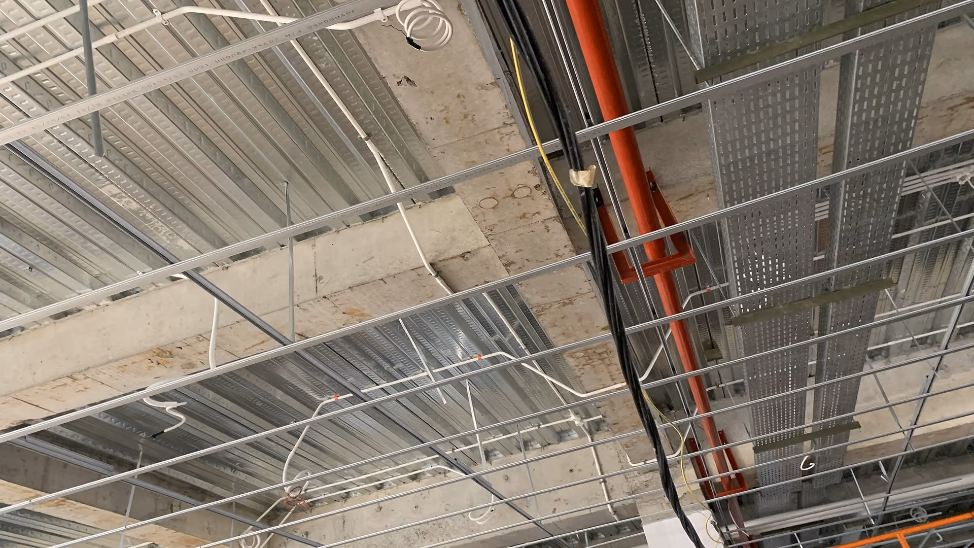Commercial building with wiring