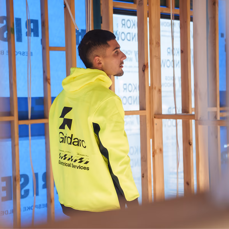 Qualified electrician on worksite