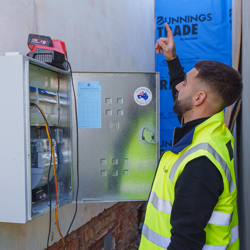 Electrician running a test
