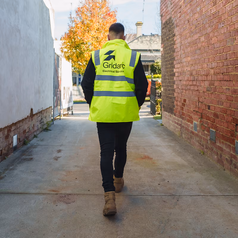 Electrician walking shot