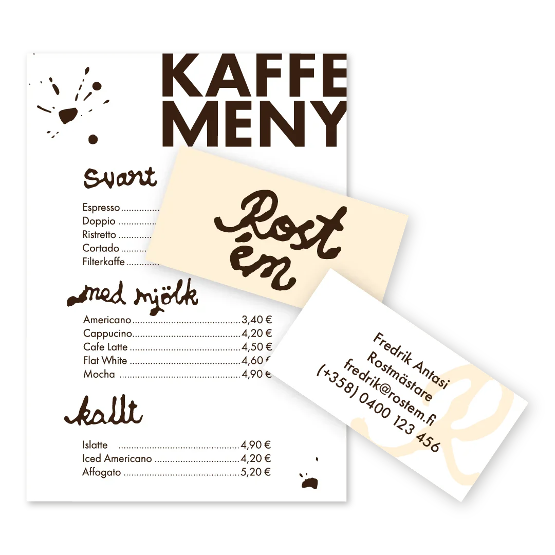 Menu and business card design by Karamell
