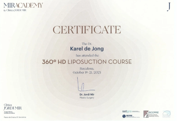 MIR Academy – 360° HD Liposuction Course Zertifikat, Barcelona 2023