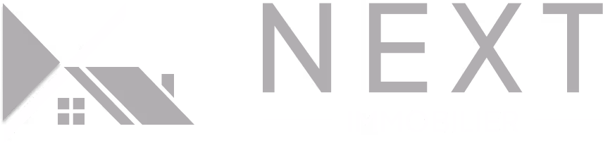 NEXT IMMOBILIER logo with a stylized triangular design to the left of the text.