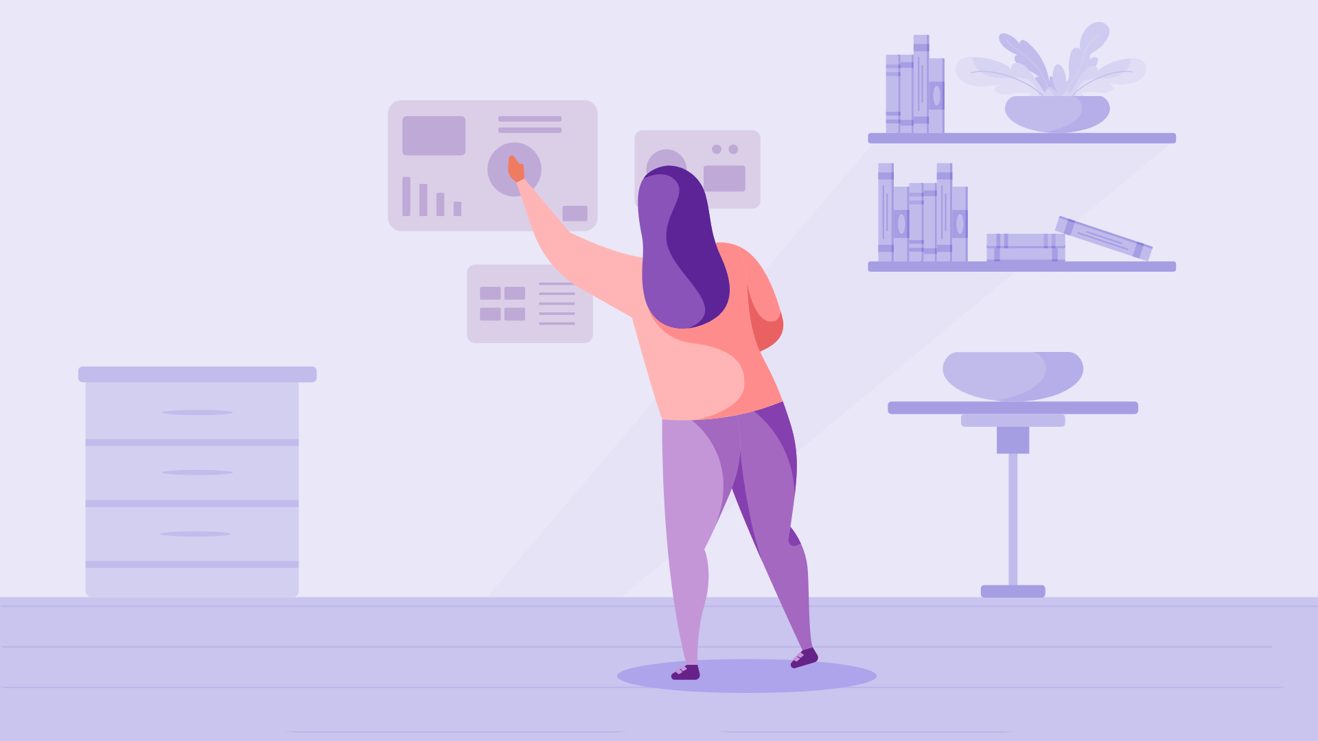 A woman using productivity apps.