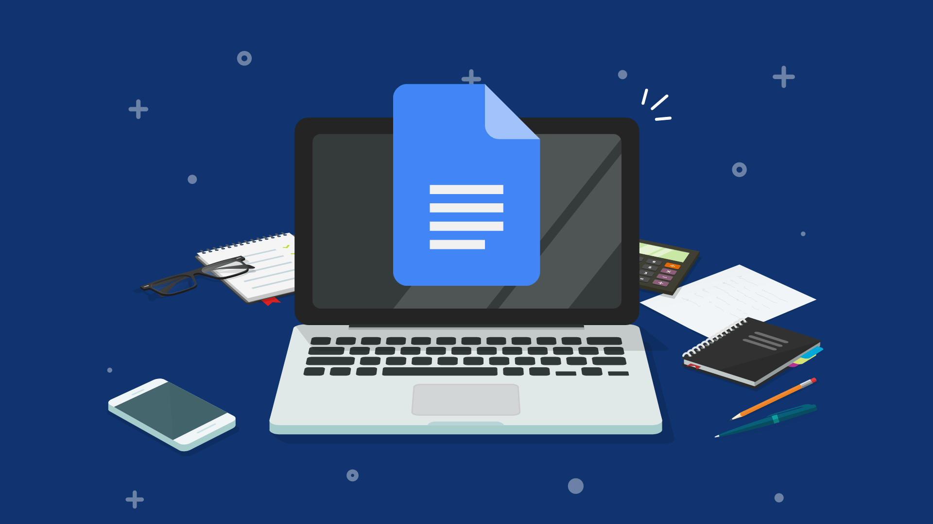 A laptop with Google Docs.