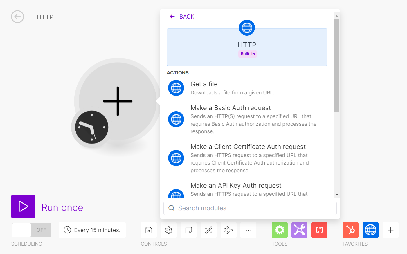 API Integration - HTTP module picker