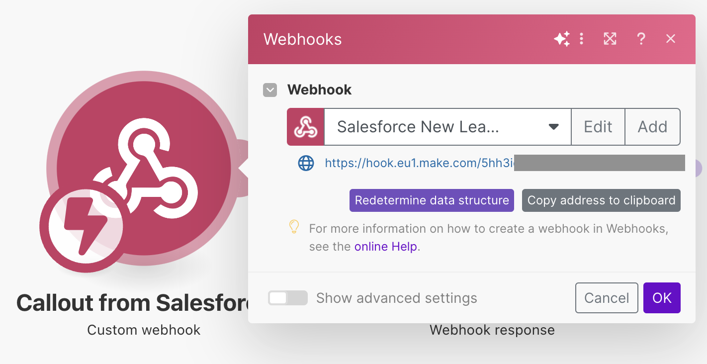 Create new webhook for Salesforce