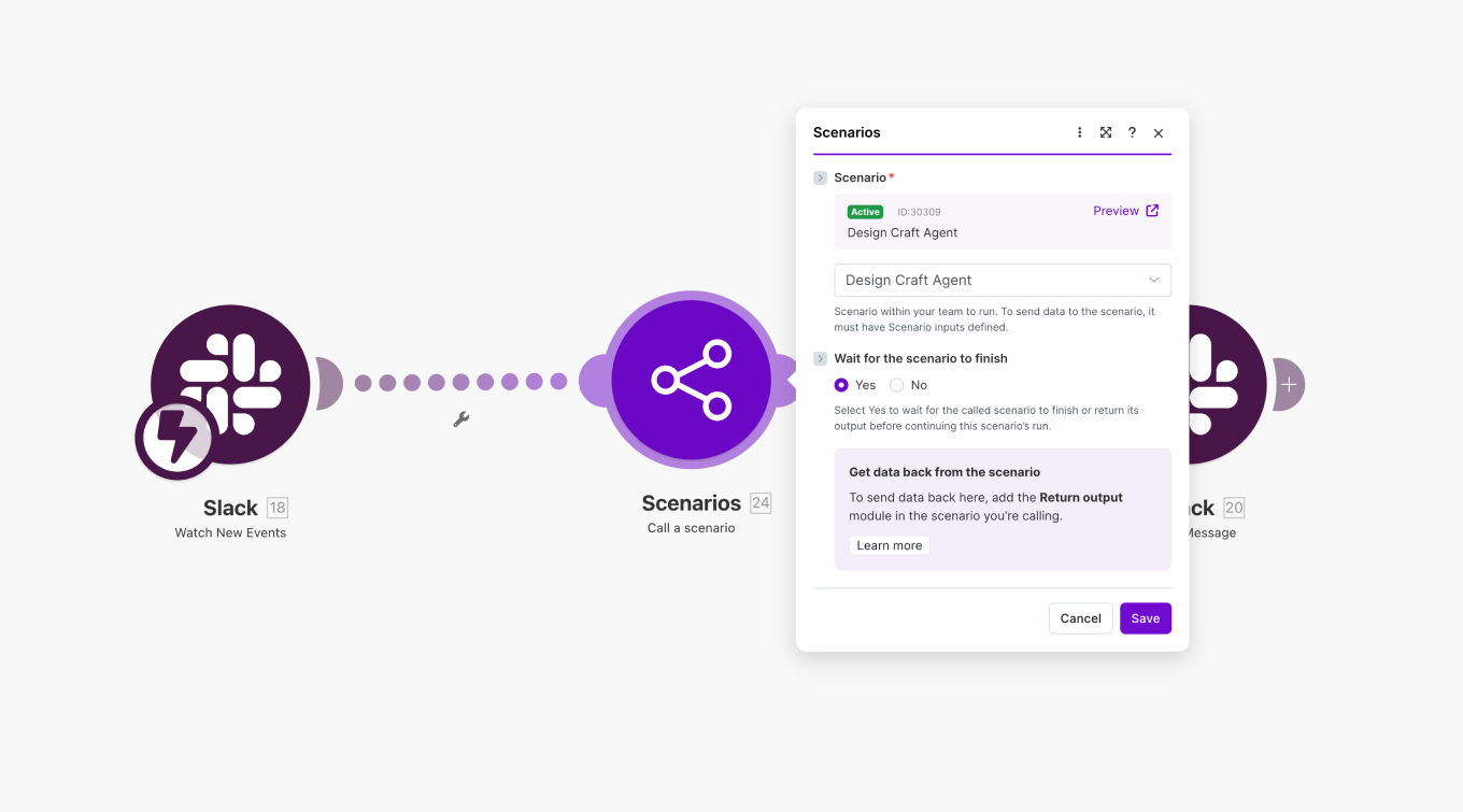 Agent being reused across multiple scenarios via the scenario-as-tool feature