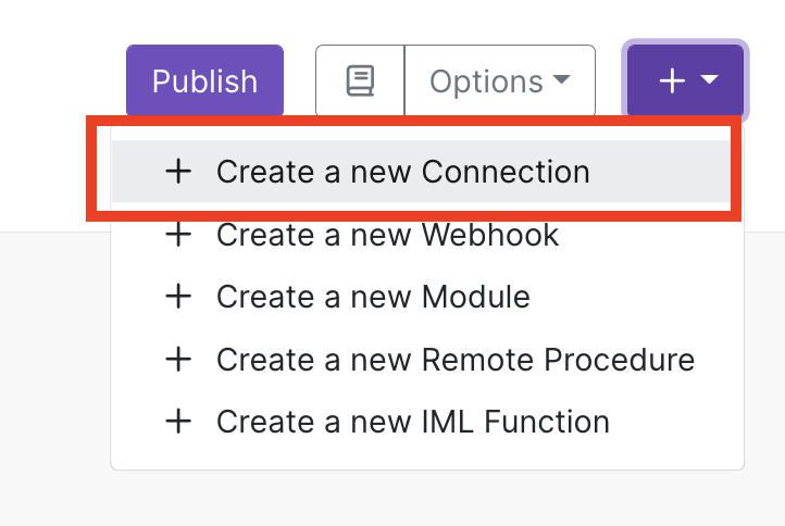 Create a new connection option