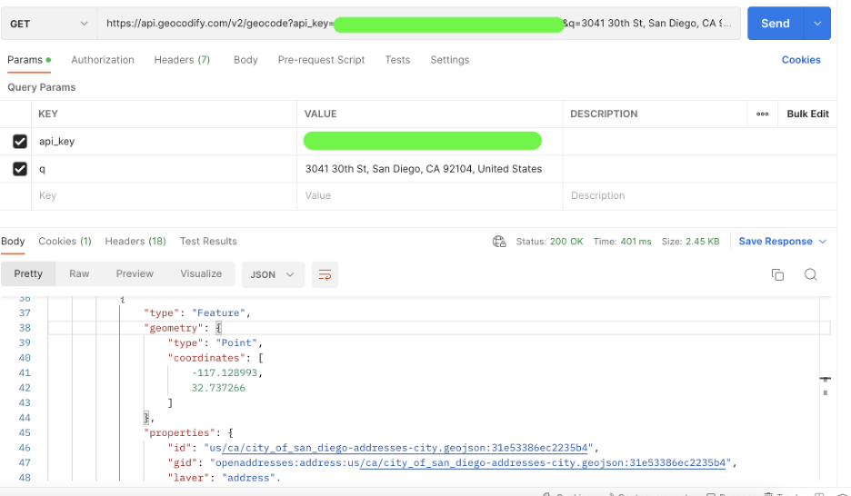 Testing the Geocodify API in Postman