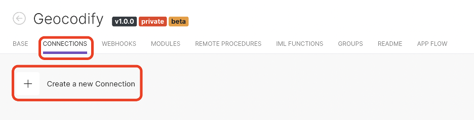 Create a new connection in a custom app