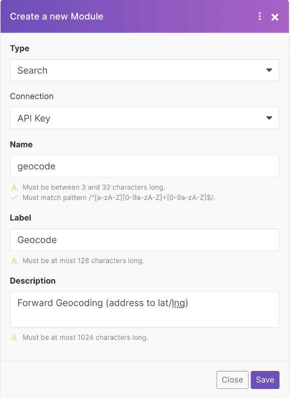 New module settings