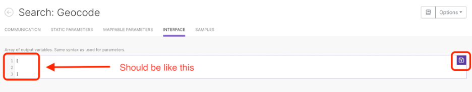 Interface tab after removing the code