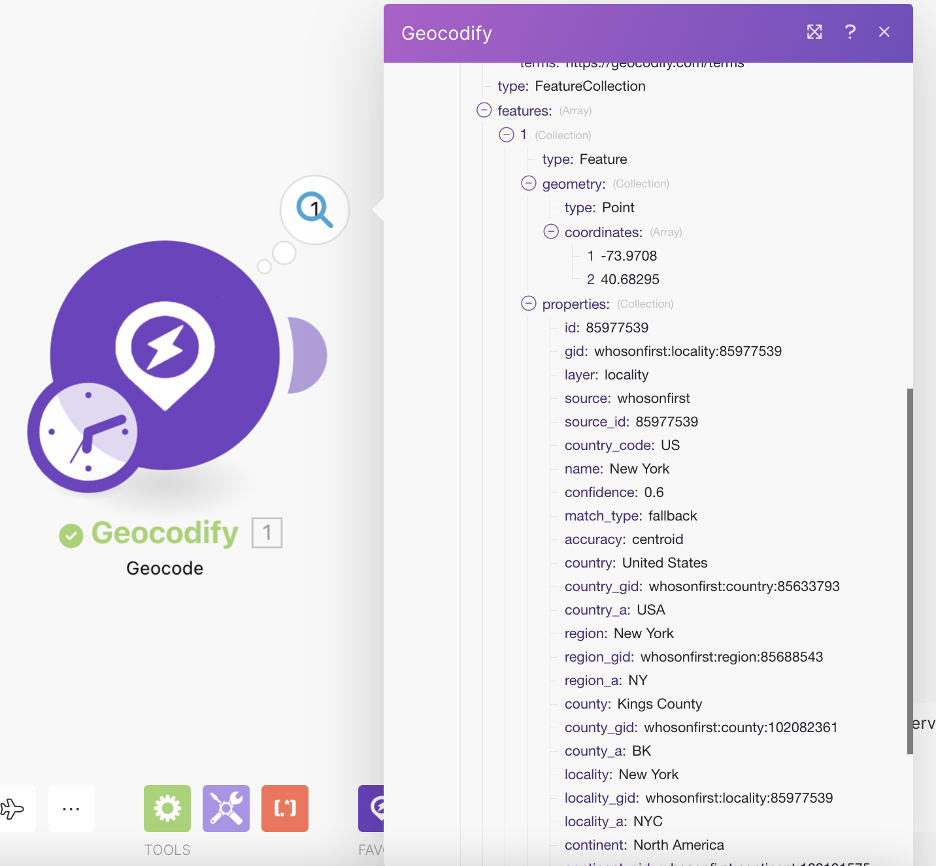 Geocodify module results