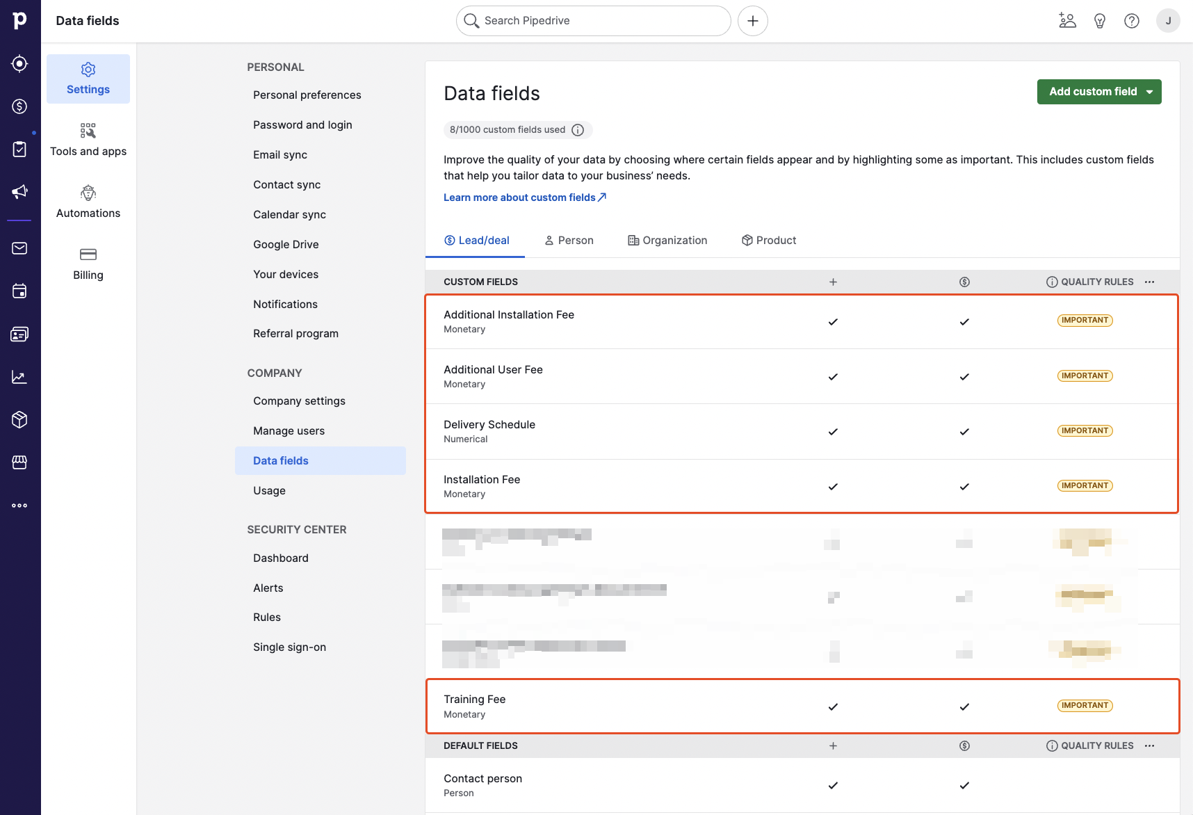 pipedrive-create-custom-data-fields