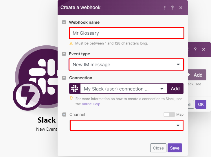 slack glossary configuration 1